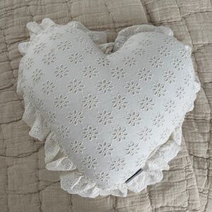 Shabby Chic Heart Shaped Eyelet Pillow